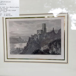 Sammlung historischer Rheinansichten – Reisen entlang des romantischen Rheins – 14 Original Stahlstiche zeigen Burgenlandschaften im 19. Jahrhundert
