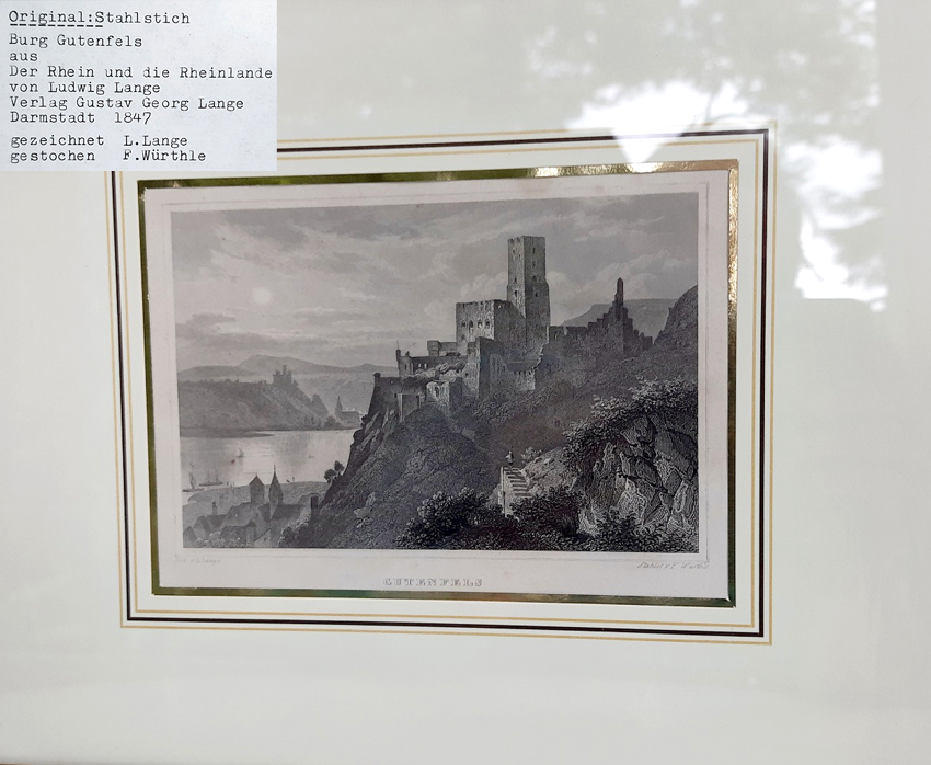 Sammlung historischer Rheinansichten - Reisen entlang des romantischen Rheins - 14 Original Stahlstiche zeigen Burgenlandschaften im 19. Jahrhundert – Bild 2