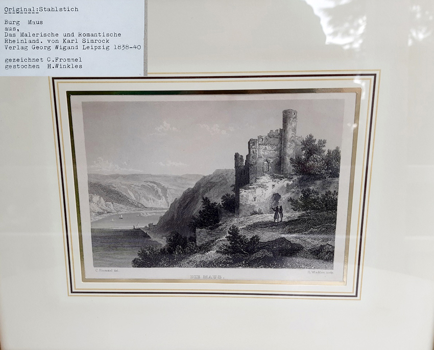 Sammlung historischer Rheinansichten - Reisen entlang des romantischen Rheins - 14 Original Stahlstiche zeigen Burgenlandschaften im 19. Jahrhundert – Bild 15
