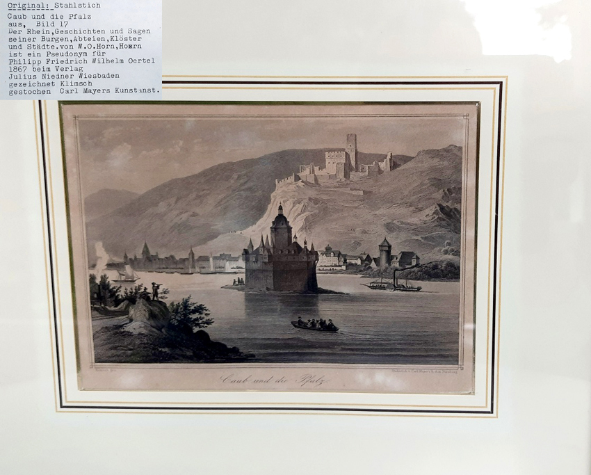 Sammlung historischer Rheinansichten - Reisen entlang des romantischen Rheins - 14 Original Stahlstiche zeigen Burgenlandschaften im 19. Jahrhundert – Bild 12