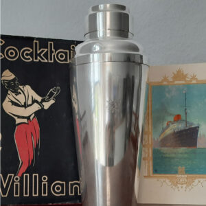 Art Déco Cocktailshaker um 1930 versilbert, aus dem Bar-Service des Passagierdampfers BREMEN, Norddeutscher Lloyd