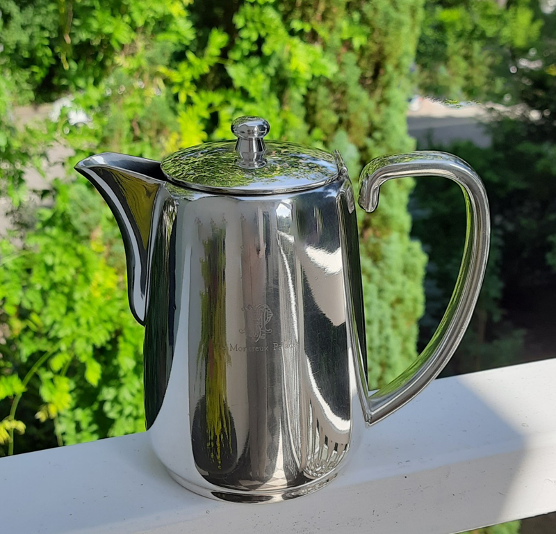 Schweizer Kaffeekanne 1950er Jahre versilbert, Sternegg Schaffhausen, aus Grandhotel in Montreux – Bild 8