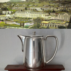 Schweizer Kaffeekanne 1950er Jahre  versilbert, Sternegg Schaffhausen,  aus Grandhotel in Montreux