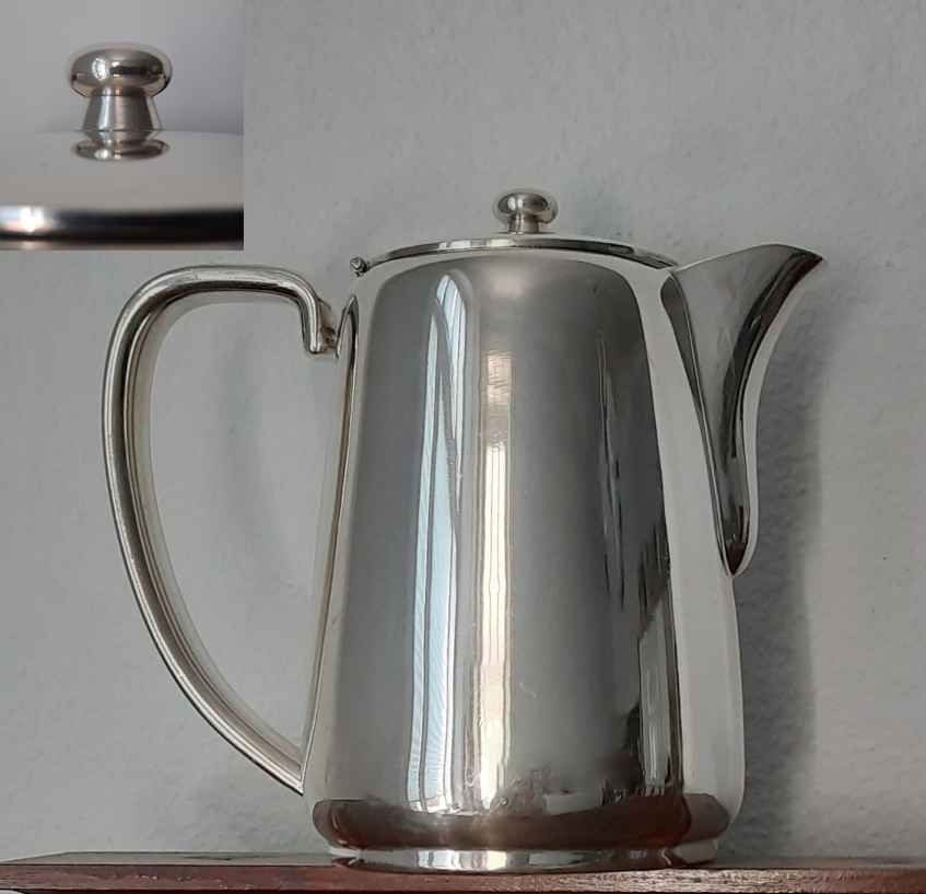 Schweizer Kaffeekanne 1950er Jahre versilbert, Sternegg Schaffhausen, aus Grandhotel in Montreux – Bild 2