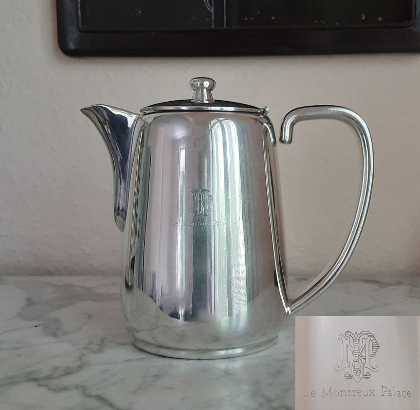 Schweizer Kaffeekanne 1950er Jahre versilbert, Sternegg Schaffhausen, aus Grandhotel in Montreux – Bild 3