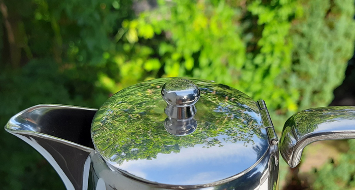 Schweizer Kaffeekanne 1950er Jahre versilbert, Sternegg Schaffhausen, aus Grandhotel in Montreux – Bild 5