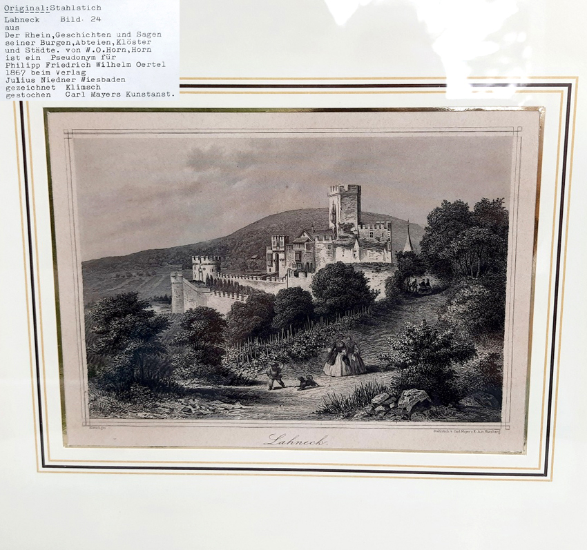 Sammlung historischer Rheinansichten - Reisen entlang des romantischen Rheins - 14 Original Stahlstiche zeigen Burgenlandschaften im 19. Jahrhundert – Bild 5