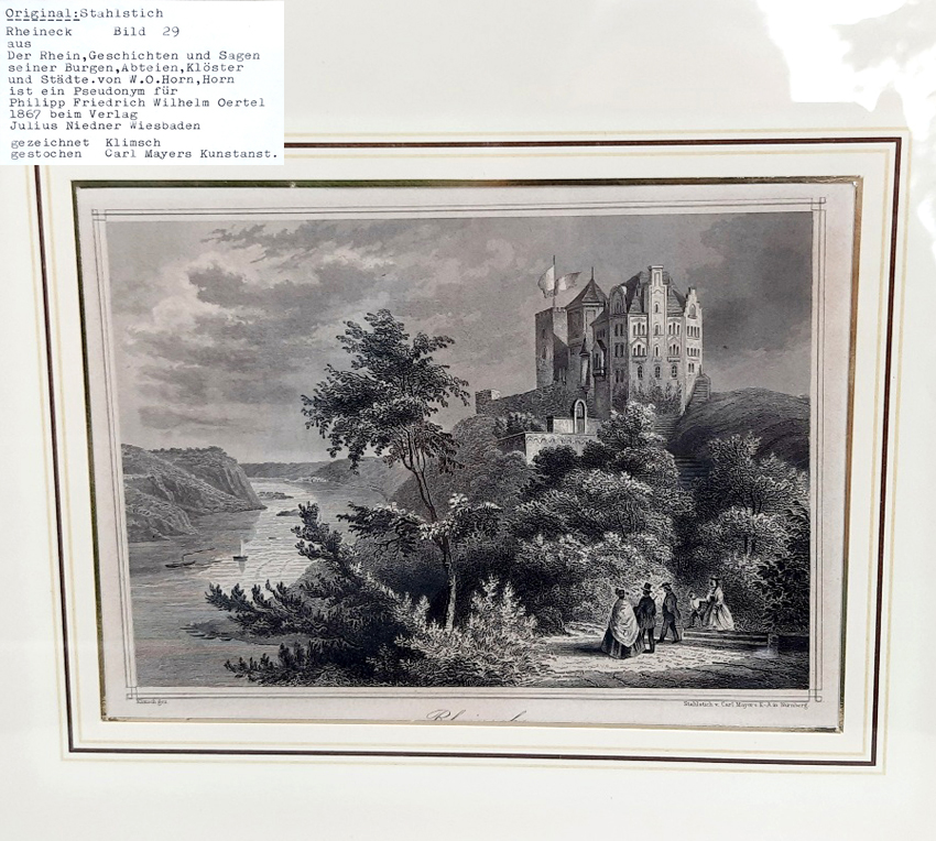 Sammlung historischer Rheinansichten - Reisen entlang des romantischen Rheins - 14 Original Stahlstiche zeigen Burgenlandschaften im 19. Jahrhundert – Bild 4