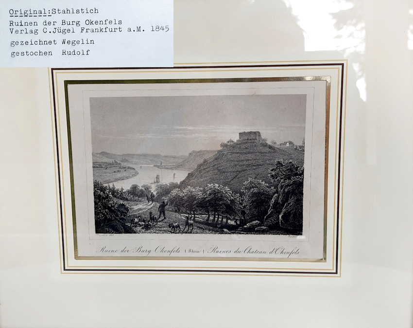 Sammlung historischer Rheinansichten - Reisen entlang des romantischen Rheins - 14 Original Stahlstiche zeigen Burgenlandschaften im 19. Jahrhundert – Bild 13