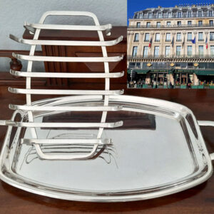 Versilbertes Spargeltablett mit Abtropfschale um 1930  Silberschmiede Quist, Esslingen  aus legendärem Pariser Restaurant