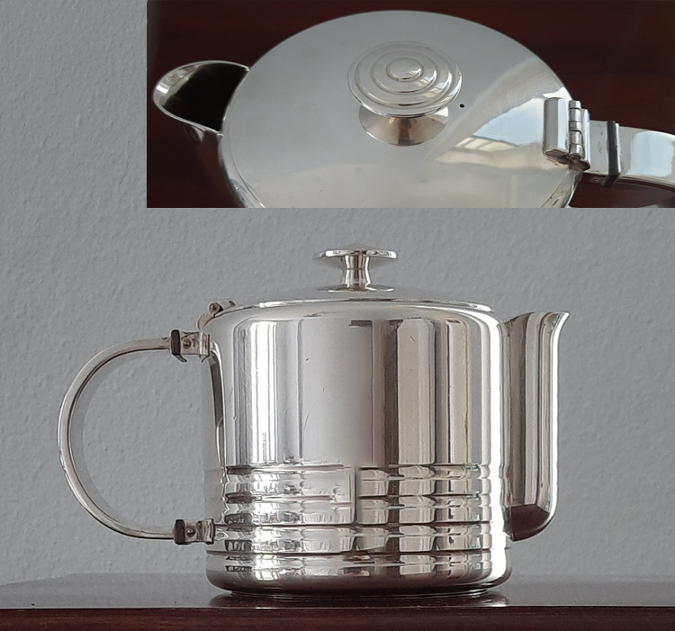 Art Déco 1935 Teekanne, versilbert Christofle, Künstler-Entwurf, 1st-class-Service französische Reederei – Bild 5