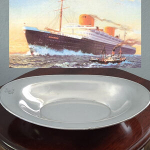 Maritime Brotschale datiert 1935, Künstler-Entwurf, versilbert Original Wellner, 1st-class Service TS BREMEN, Norddeutscher Lloyd