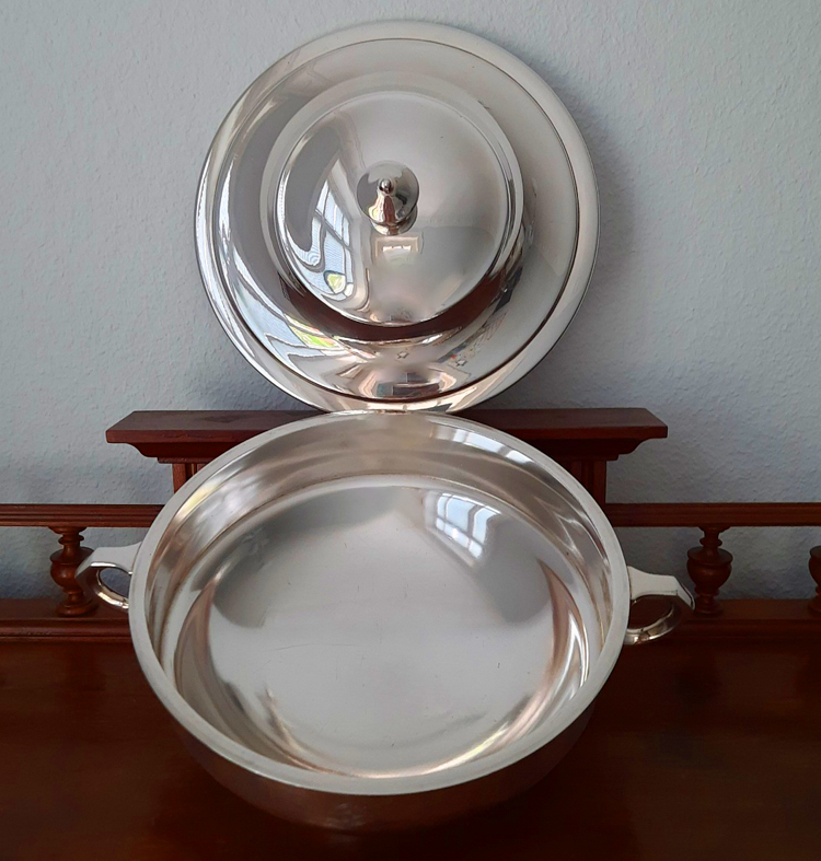 Große Jugendstil Servierschüssel/Deckel um 1910, versilbert Wellner, Bordgeschirr 1. Klasse Deutsche Ost-Afrika Linie (D.O.A.L.) – Bild 5