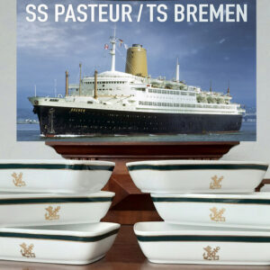 6 maritime rechteckige Porzellanschälchen von 1959, Rosenthal, Bordgeschirr der TS „BREMEN“, Norddeutscher Lloyd
