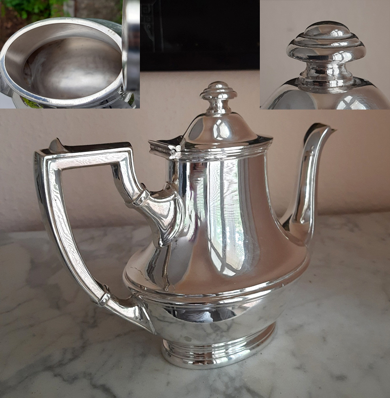 Antike große Kaffeekanne um 1910 - versilbert WELLNER, Aue - 1st-class Kabinen-Service - Hamburger Reederei Deutsche Ost-Afrika-Linie – Bild 4