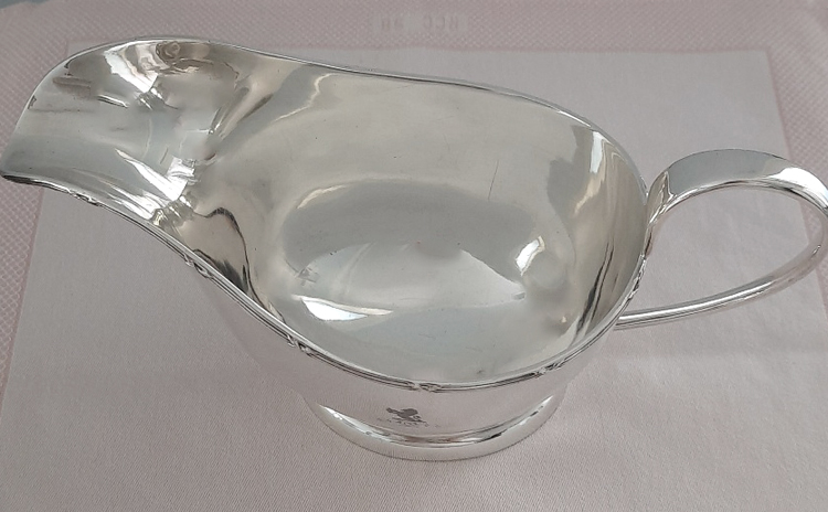 Große versilberte Saucière 1950er Jahre Walker & Hall, Sheffield Grandhotel THE RITZ, London – Bild 8