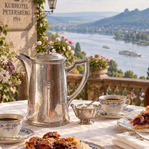 Historische Kaffeekanne aus dem Kurhotel Petersberg von 1914, versilbert  Krupp Berndorf