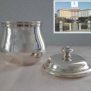 Puristische Eleganz! Zuckerdose mit Deckel 1960er Jahre versilbert Christofle aus Grand Hôtel du Cap Ferrat, Côte d’Azur